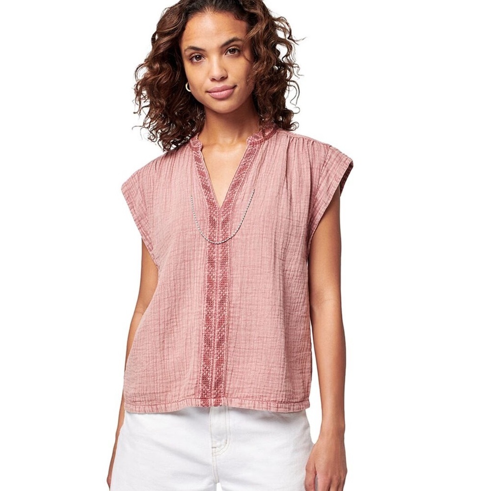 Faherty Issa Top in Green Organic Cotton Size Small